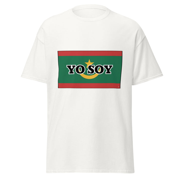White T-shirt with the Mauritanian flag and 'YO SOY' text, front view.