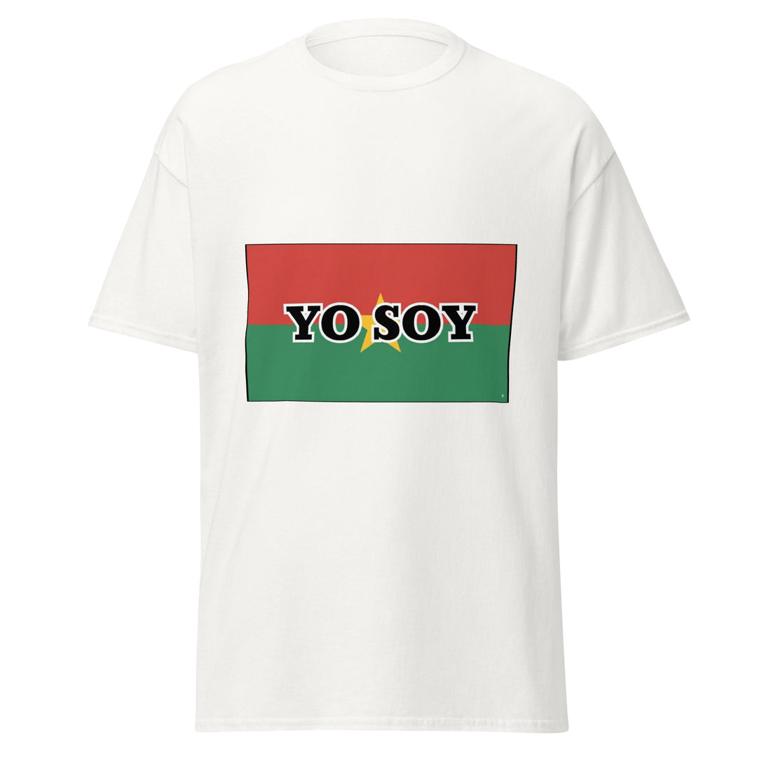White T-shirt with the flag of Burkina Faso and 'YO SOY' text, front view.