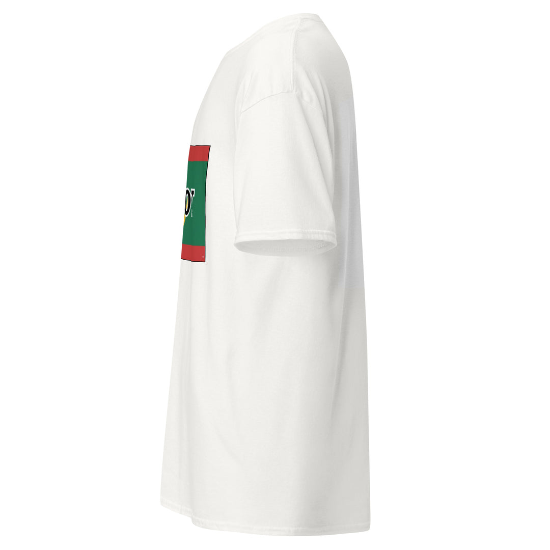 White T-shirt with the Mauritanian flag and 'YO SOY' text, left side view.