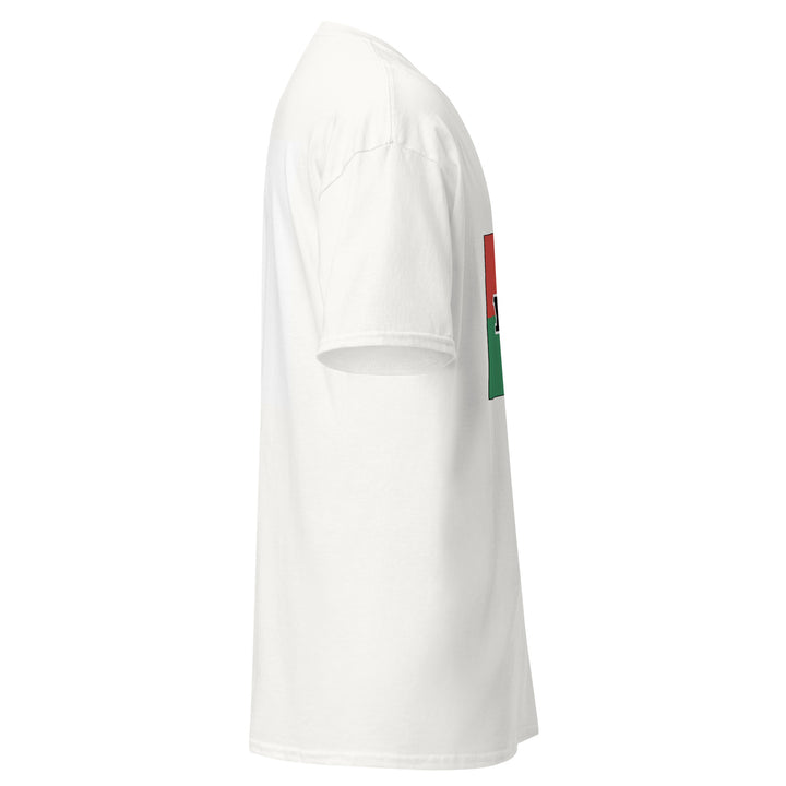 White T-shirt with the flag of Burkina Faso and 'YO SOY' text, right side view.