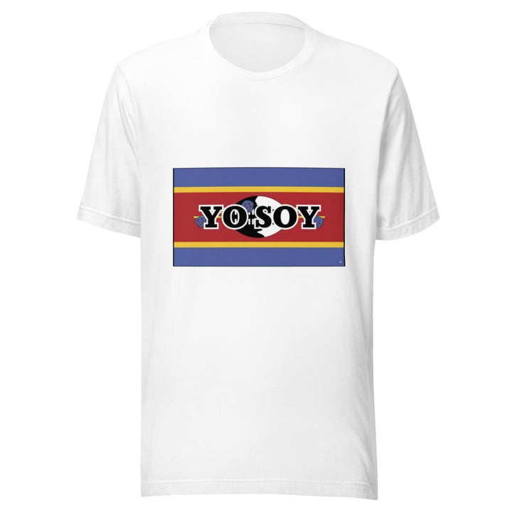 White T-shirt with the flag of Eswatini and 'YO SOY' text, front view.