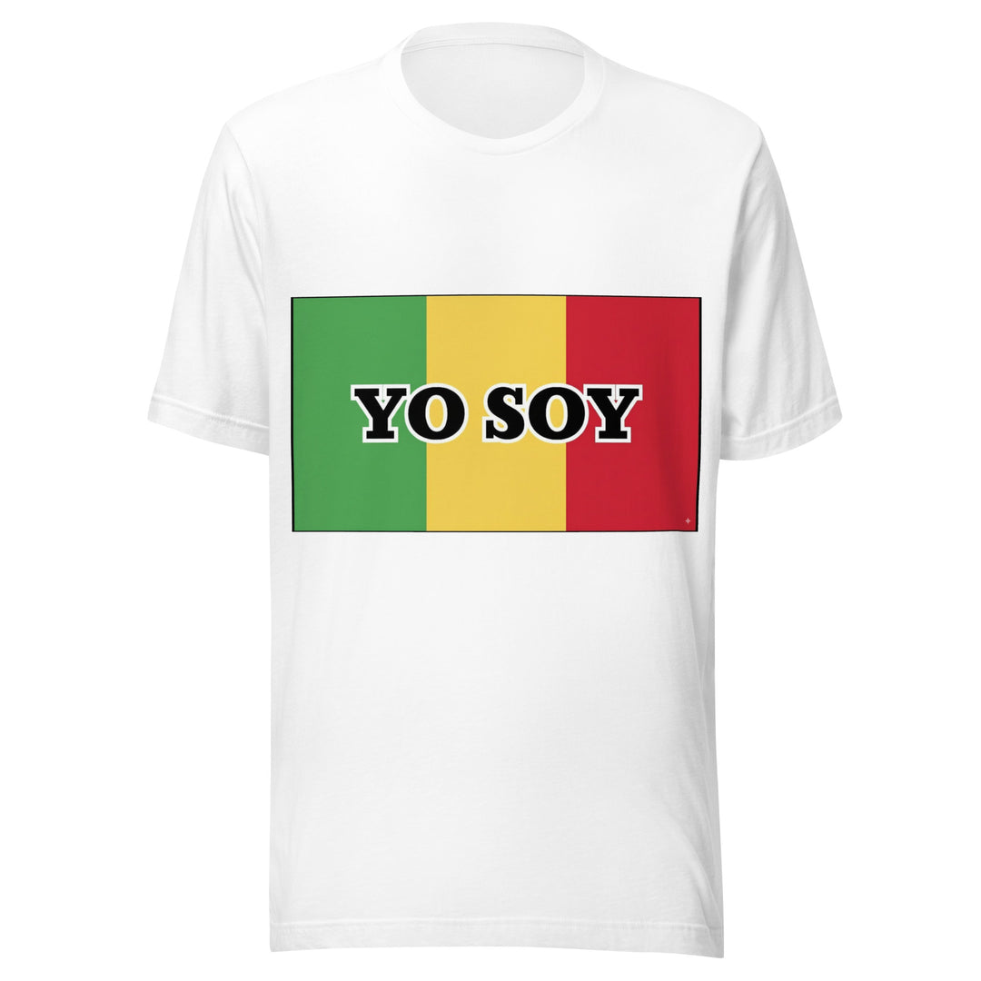 White T-shirt with the flag of Mali and 'YO SOY' text, front view.