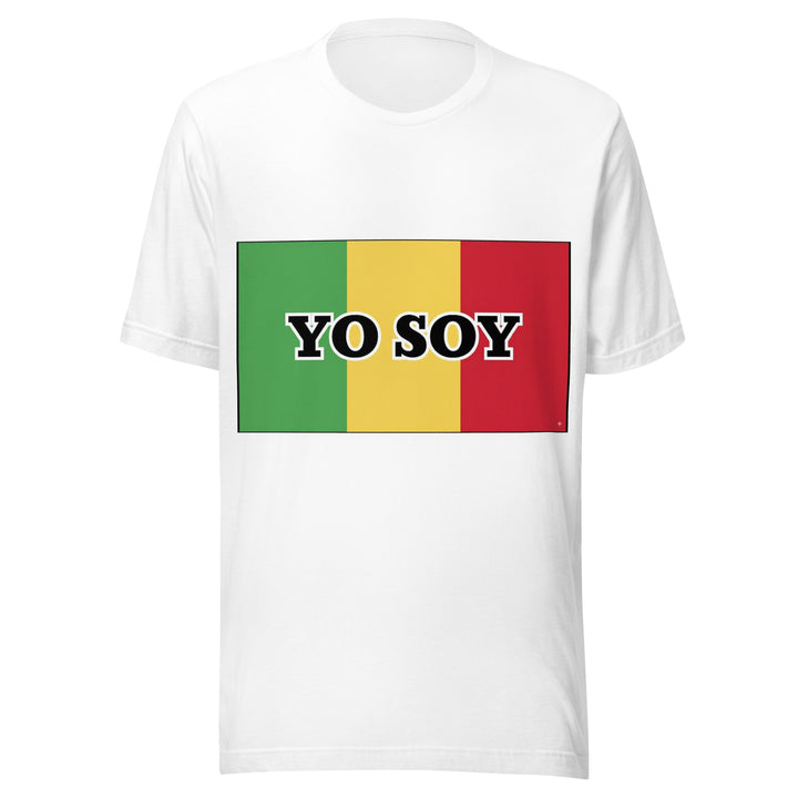 White T-shirt with the flag of Mali and 'YO SOY' text, front view.