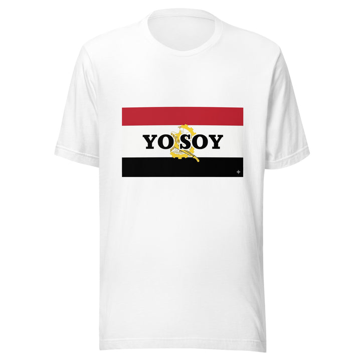 White T-shirt with the Egyptian flag and 'YO SOY' text, front view.