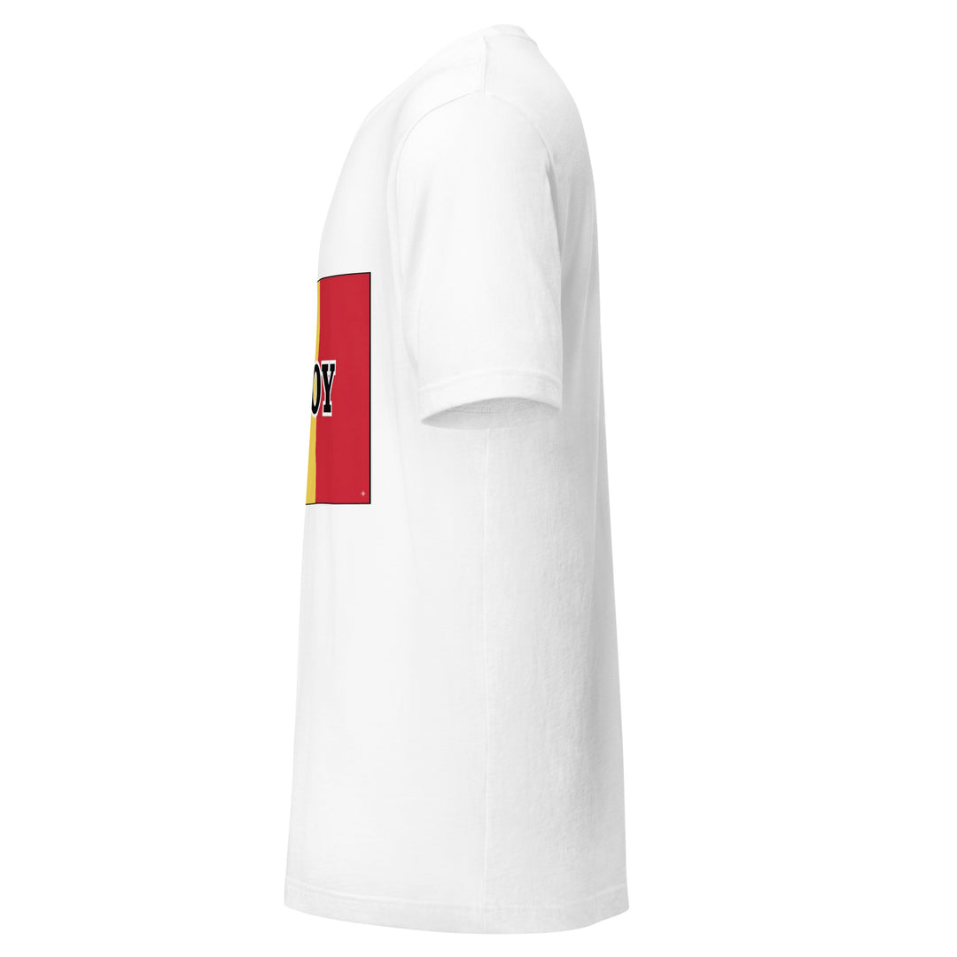 White T-shirt with the flag of Mali and 'YO SOY' text, left side view.