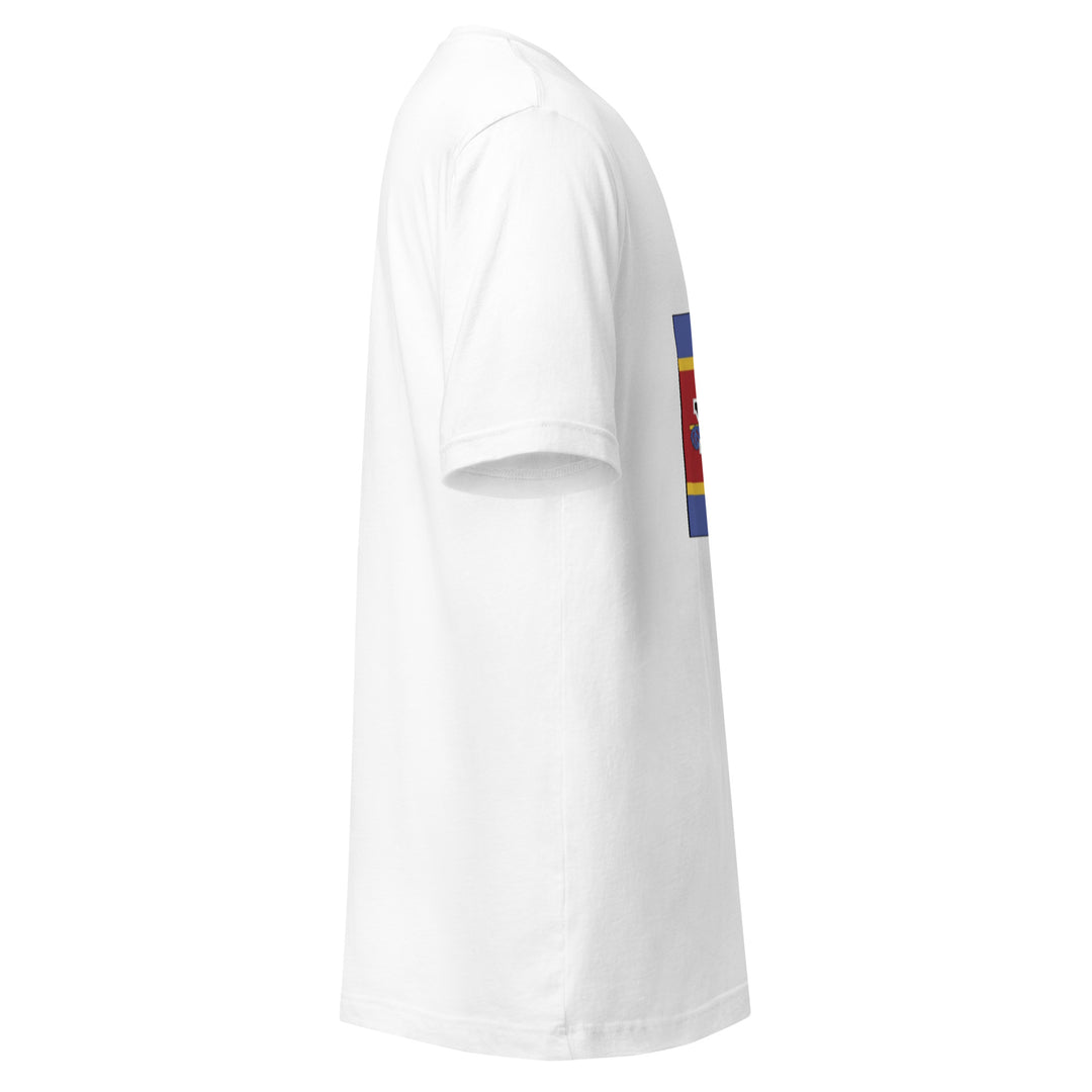 White T-shirt with the flag of Eswatini and 'YO SOY' text, right side view.