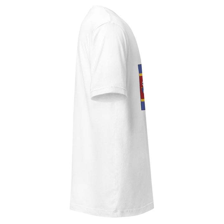 White T-shirt with the flag of Eswatini and 'YO SOY' text, right side view.