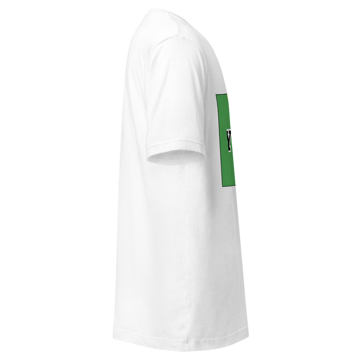 White T-shirt with the flag of Mali and 'YO SOY' text, right side view.